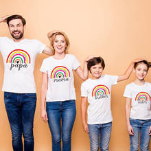 Camisetas de arco-íris, pai, mãe, filha, filho, verão, roupas combinando para a família, pai, filho, mamãe e eu 2024 - compre barato