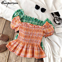 Gooporson Toddler Blouse Girls Ruffle Shirt Summer Plaid Waist Collection Cute Shirt Korean Little Girls Clothes Fashion Costume 2024 - buy cheap