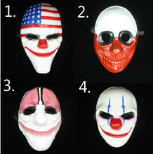HOT Halloween Scary Clown Payday 2 Mask Cosplay Masquerade Prop Carnival Mask Joker Dallas Wolf Hoxton Chains Movie Props Mask 2024 - buy cheap