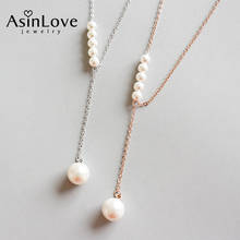 AsinLove-collar de cuentas de perlas de oro de 18K para mujer, colgante largo de Plata de Ley 925 auténtica de lujo, joyería de boda 2024 - compra barato