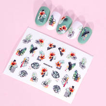 1 Sheet 3D Acrylic Engraved Nail Art Sticker 6D Embossed Monstera Tropical Flowers Nail Stickers Water Slide Nail Decals 2024 - buy cheap