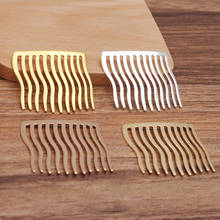 2pcs/lot 40*38mm Brass HairPin 11 Teeth Wave Hair Comb DIY Hair Jewelry Making Supplies Jewelry Findings Silver Color 0233 2024 - buy cheap