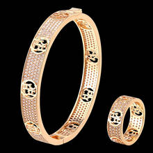 Zlxgirl 2021 nova chegada de luxo frisado pulseira e anel conjuntos de jóias femininas zircão pulseira feminina acessórios da forma melhor presente 2024 - compre barato