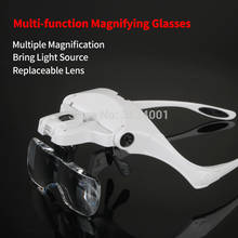 Eyelash Extension 5 Lens Adjustable Headband Magnifying Glass With LED Light Lamp Magnifying Glasses For False Lashes 2024 - buy cheap