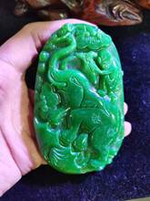 Natural  A green jade pendant two side handcarved elephant and monkey jade necklace women  pendants jade jewlelry 2024 - buy cheap