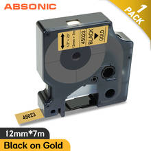 Absonic 12mm d1 fita de rotulagem 45023 preto em ouro compatível fita dymo máquina de escrever fita 7m para dymo labelmanager 160 2024 - compre barato