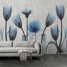 Milofi-papel tapiz 3D grande personalizado, mural nórdico minimalista, flor azul, Fondo de sala de estar, decoración de pared, mural 2024 - compra barato