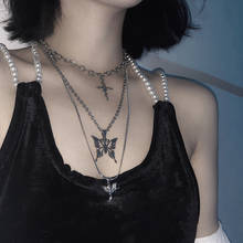 2020 New 3pcs Three Layer Hip hop Cross Angel Pendant Metal Chain Necklace for Women Punk Cool Guy Jewelry 2024 - buy cheap