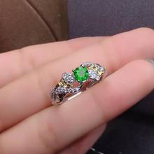 Anel com pedra preciosa de diopside, anel da moda verde para meninas, 925, joia de prata, presente de aniversário, joia natural de cor verde brilhante 2024 - compre barato