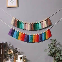 Hand woven household tapestry tassel color wood bead wall hanging creative room wall decoration 2024 - buy cheap