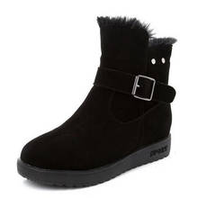 2022 New Top Frosted Cowhide Winter Snow Boots Fashion Casual Boots Woman Shoes Plus Size Warm Snow Boots Flat Women Ankle Boots 2024 - buy cheap