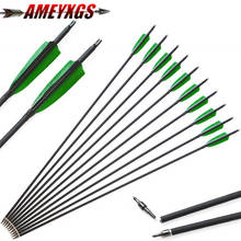 6/12pcs Archery Carbon Arrows 31" Arrows With 4" Natural Feathers Spine 500 Hunting Arrows For Bow Hunting Shooting Accessories 2024 - buy cheap