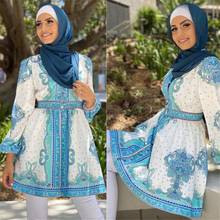 Camisa feminina estampada pacote africano, blusa feminina estampada vintage roupa islâmica dubai abaya turquia hijab muçulmano 2024 - compre barato