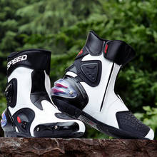 Botas de corrida para motocicleta, sapatos com couro e microfibra, a004 2024 - compre barato