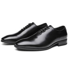 Misalwa sapato social masculino de couro legítimo, calçado social simples preto com cadarço 2024 - compre barato