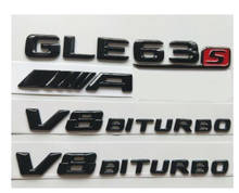Brilho preto 3d letras gle63s para amg v8 emblemas biturbo para mercedes w166 c292 2024 - compre barato