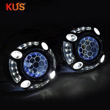 2 Pieces 2.5 Inch Blue Coating Honeycomb Bi Xenon HID Projector Lens DRL LED Angel Eye Shroud Mask retrofit H7 H4 Car Motorcycle 2024 - buy cheap