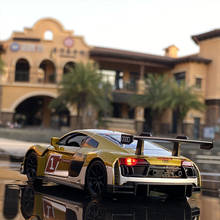 AUDI R8 Le Mans-coche de carreras de aleación de escala 1:32, vehículo de juguete de Metal fundido a presión, modelo de coche de juguete, sonido de simulación, luz, juguete para regalo para niños 2024 - compra barato