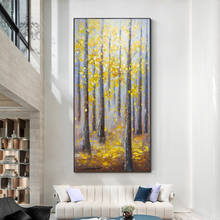 Arte de pared pintado a mano de gran tamaño, pintura al óleo, paisaje abstracto, árbol forestal, lienzo, decoración para sala de estar, sin marco 2024 - compra barato