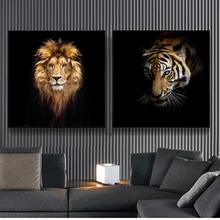 Современный портрет лев тигр и лошадь искусство на холсте животные живопись плакат и принты для гостиной спальни украшение 2024 - купить недорого