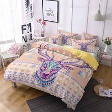 Geometric Design Colored Deer Bedding Set Bohemian Feather Duvet Cover Set Full Queen Single Double Size Soft Home Bed Linen Set 2024 - buy cheap