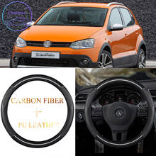 Fibra de carbono & couro do plutônio volante capa universal para vw golf passat polo jetta beetle tiguan cc 37-38cm esporte estilo do carro 2024 - compre barato