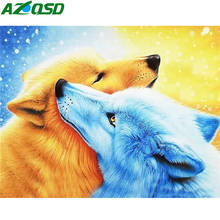 AZQSD-pintura de diamante 5d Diy de Lobo, punto de cruz, bordado de diamantes, imagen de Animal de diamantes de imitación, regalo, decoración del hogar hecha a mano 2024 - compra barato