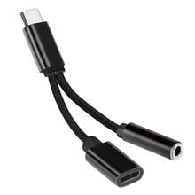 2 em 1 tipo c adaptador de fone de ouvido usb c divisor jack aux conversor de carregamento de áudio para huawei samsung xiaomi 2024 - compre barato