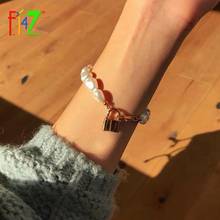 F.J4Z 2019 Hot Hit-hop Gold Metal Hand Chains Coin Charms Irregular Pearl Bangle Bracelet for Women Girl's Gifts 2024 - buy cheap