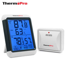 ThermoPro-higrómetro Digital inalámbrico TP65A, Monitor de temperatura y humedad para exteriores, estación de pantalla táctil, luz negra, 100M 2024 - compra barato