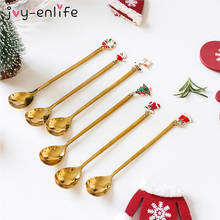 Stainless Christmas Spoon Merry Christmas Gift New Year 2021 Xmas Party Table Ornaments Christmas Decorations for Home Navidad 2024 - buy cheap
