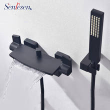 Senlesen Waterfall Bathtub Faucet Matte Black / Chrome Brass W/ Hand Shower Hot and Cold Water Mixer Tap Para Bathroom Shower 2024 - buy cheap