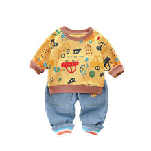 Spring Children's Clothing Car Sweater Jeans Autumn Kid's Long-sleeved Two-piece Suit Baby Boy Outfit Fashion Baby Boy Clothes 2024 - buy cheap