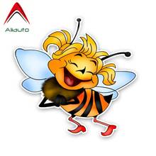 Aliauto Funny Car Sticker A Happy Cartoon Bee Modelling Decal Accessories PVC for Volkswagen Polo Ford BMW Audi Toyota,14cm*14cm 2024 - buy cheap