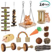 Hamster mastigar brinquedos gerbil rato cobaia chinchila mastigar brinquedos acessórios halteres de madeira natural exercício sino rolo 2024 - compre barato