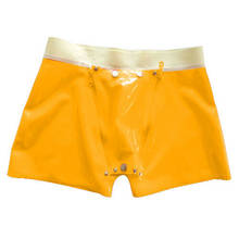 0.4mm thickness natural latex underwear 100% handmade men's orange latex shorts with codpiece design 2024 - buy cheap