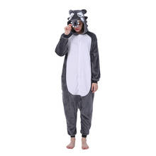 Conjunto de pijamas kigurumi onesie wolf, pijamas de flanela femininos quentes com capuz, roupas de dormir inverno 2019 2024 - compre barato