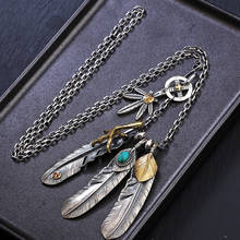 925 Silver Takahashi Goro Turquoise Eagle Claw Feather Silver Necklace Women's Men's Too Horn Chain Sleeve Sweater Chain 2024 - buy cheap