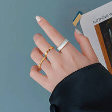 Women's Fashion Open Ring Twist Metal Ring for Women Simple Enamel Adjustable Ring Jewelry Wedding Accessories 2024 - buy cheap