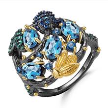 Женское кольцо gemb's BALLET, кольцо из серебра 925 пробы с натуральным швейцарским синим топазом, ручная работа 2024 - купить недорого