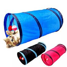 Brinquedo de túnel para gatos, divertido, pet, 2 buracos, bolas de brinquedo, dobrável, gatinhos, cachorrinhos, luvas, coelho, brinquedo de túnel para cães 2024 - compre barato