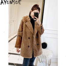 AYUNSUE Real Sheep Shearling Fur Coat Winter Coat Women Clothes 2020 Real Wool Coat Female Suede Leather Jacket Manteau Femme MY 2024 - buy cheap