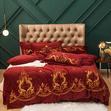2020 Luxury Flannel Velvet Flame Bedding Set Warm Fleece Embroidery Duvet Cover Bed Sheet Pillowcases Queen King Size 4Pcs 2024 - buy cheap
