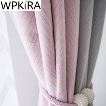 Nordic Pink Gray Splice Blackout Curtains For Bedroom Living room Cashmere Jacquard Fabric Modern Wave Window Drapes Tulle M228H 2024 - buy cheap