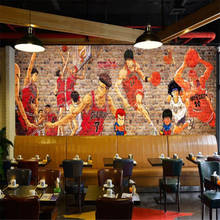 Milofi-papel tapiz 3D personalizado, mural nostálgico con personalidad, grafiti, calle, baloncesto, bar, KTV, restaurante, Fondo de pared p 2024 - compra barato
