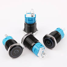 Black Button Switch 16mm Waterproof LED Power Marking Lamp Metal Flat Head Instantaneous/Lock Switch Self-locking/Self-resetting 2024 - buy cheap