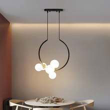 Black / White Simple Chandelier Dining Room Creative Glass Ball LED Pendant Lamp Restaurant Bar Coffee Designer Hanging Light G9 2024 - buy cheap