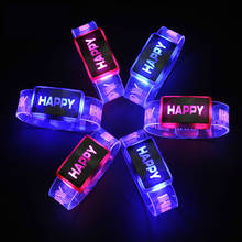 2019 Led Light Up Toys Glowing happy Bracelet Flashing Wristband Toy Christmas Halloween Rave Festival Event Party Supplies 2024 - buy cheap