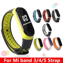 Ремешок силиконовый для Mi Band 5 3 4, спортивный браслет для наручных часов mi band 4 5, аксессуары для Xiaomi Mi Band 3 4 5 2024 - купить недорого