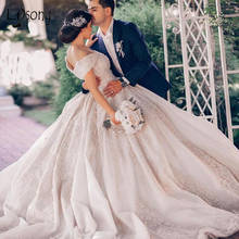 Luxury Princess Lace Beaded Wedding Dresses Dubai Crystal Appliques Lush Ball Gowns Royal Bridal Dresses Vestido De Voiva 2024 - buy cheap
